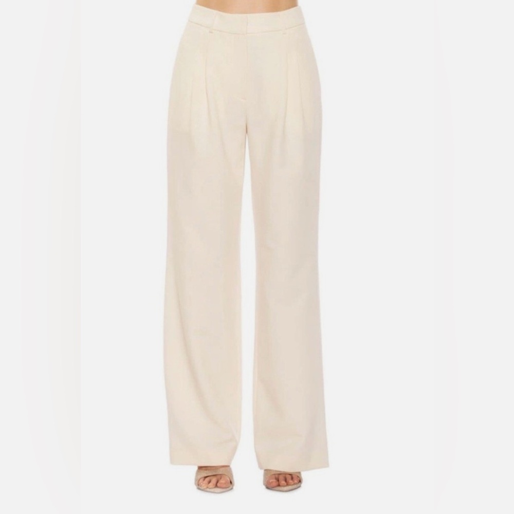 ALEXIA ADMOR Ellie Wide Leg Pleated Pants in Cream Cream Size 12 New with Tag